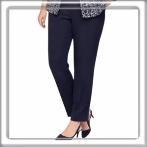 Lafayette 148 New York Cropped Bleeker Straight Leg Pants Navy Size 10 Career